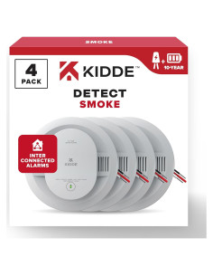 Detector de Humo Kidde 20SA10, Interconectable, Paquete de 4