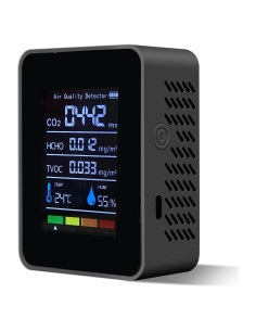 Monitor de Calidad del Aire 5 en 1 KYZDZQ - CO2, TVOC, HCHO, Temp, Hum