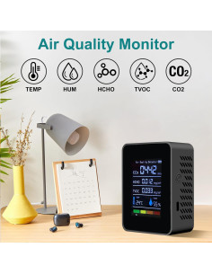 Monitor de Calidad del Aire 5 en 1 KYZDZQ - CO2, TVOC, HCHO, Temp, Hum 2