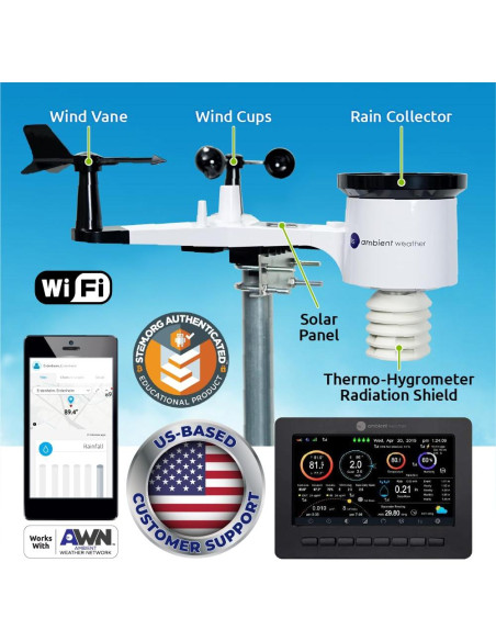 Estación Meteorológica Inteligente Ambient Weather WS-2000 con WiFi