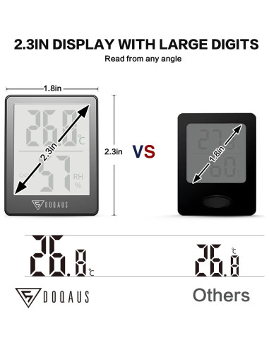 Higrómetro Digital DOQAUS con Pantalla LCD 2.3" - Gris