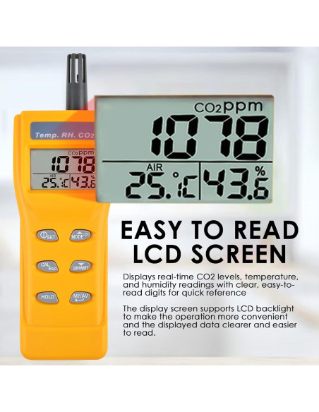 Detector de CO2 Digital TEKCOPLUS COTK-57 con Alarma