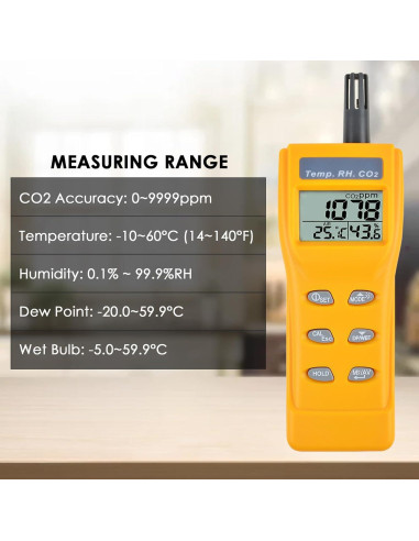 Detector de CO2 Digital TEKCOPLUS COTK-57 con Alarma