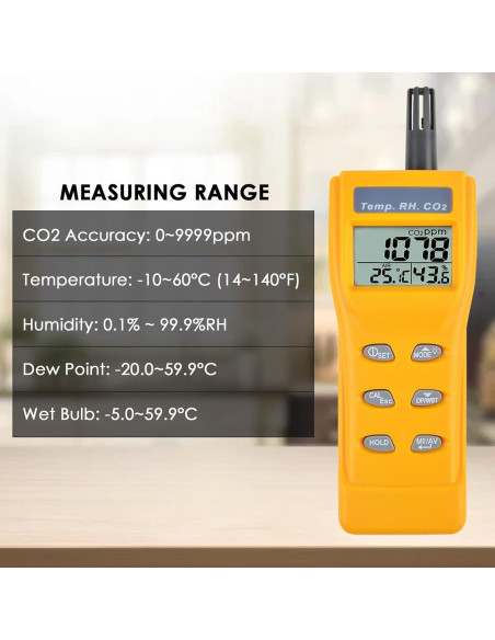 Detector de CO2 Digital TEKCOPLUS COTK-57 con Alarma