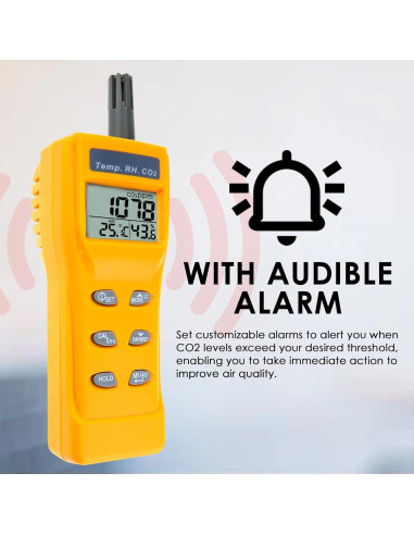 Detector de CO2 Digital TEKCOPLUS COTK-57 con Alarma