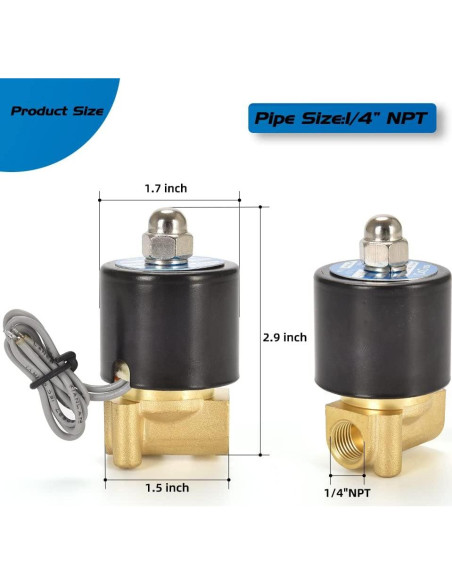 Válvula Solenoide Eléctrica CGELE 12V 1/4" Latón Normalmente Cerrada