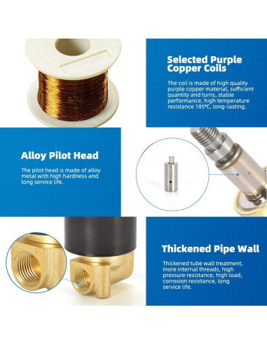 Válvula Solenoide Eléctrica CGELE 12V 1/4" Latón Normalmente Cerrada