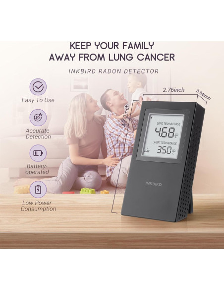 Detector de Radón INKBIRD Portátil para el Hogar - Modelo INK-RD1-US-BLACK