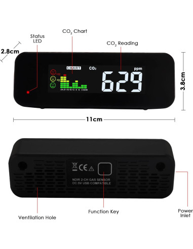 Medidor de CO2 y Temperatura DANOPLUS KIB0385 0-5000ppm