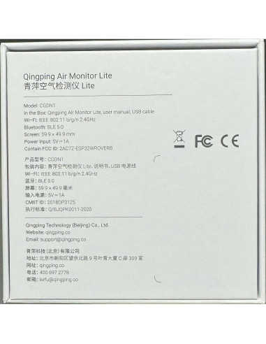 Monitor de Calidad de Aire Qingping Lite, Wi-Fi, 5 en 1