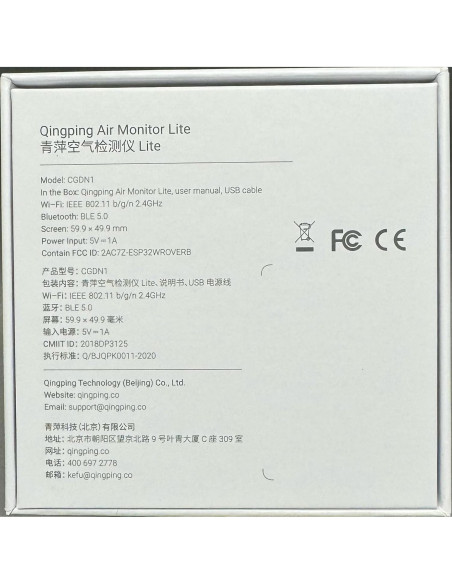 Monitor de Calidad de Aire Qingping Lite, Wi-Fi, 5 en 1