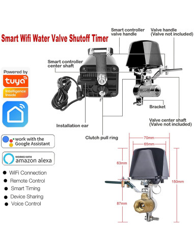 Válvula de Agua Wifi Inteligente Gaoducash 12V Cobre