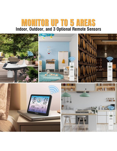 Estación Meteorológica Inalámbrica Raddy VP7 5-en-1 con Pantalla 18.8 cm