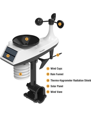 Estación Meteorológica Inalámbrica Raddy VP7 5-en-1 con Pantalla 18.8 cm