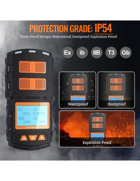 Detector de Gas 4 en 1 AKSTEST H2S CO LEL O2 Recargable Detector de Gas 4 en 1 AKSTEST H2S CO LEL O2 Recargable