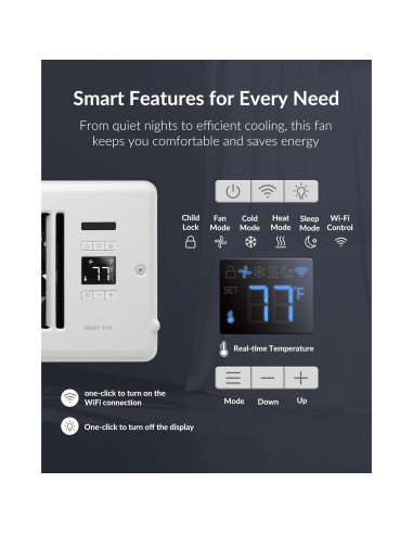 Ventilador Aumentador Howeall 4x12" Blanco Silencioso WiFi