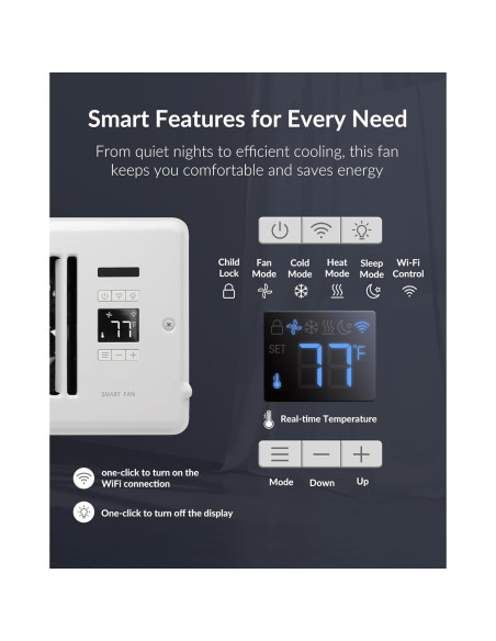 Ventilador Aumentador Howeall 4x12" Blanco Silencioso WiFi