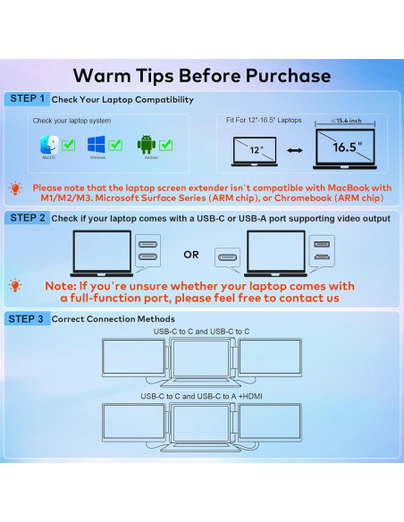 Extensor de Pantalla FHD 14" Ladomi para Laptop 12-16.5"