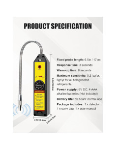 Detector de Fugas de Gas Halógeno AMTAST WJL-6000 con Alarma 2