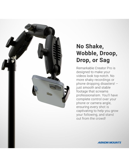 Soporte Ajustable ARKON con Luz de Anillo y Tableta