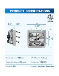 Ventilador Extractor KEN BROWN 30 cm Pared Aluminio Alta Velocidad 2
