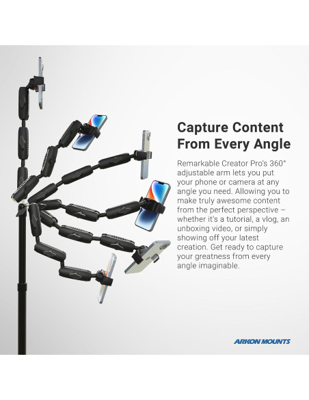 Soporte Ajustable ARKON con Luz de Anillo y Tableta