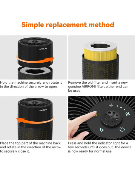 Purificador de Aire AIRROMI A2002 para Mascotas 61 m Negro