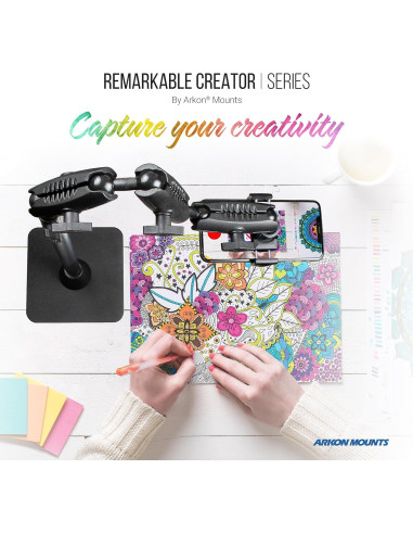 Soporte Ajustable ARKON con Luz de Anillo y Tableta