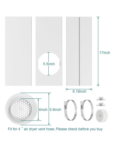Kit de Ventilación de Ventana HOXHA para Secadora 4"