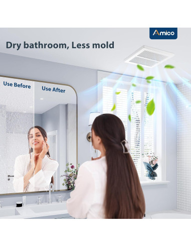 Ventilador Extractor de Baño Amico 80 CFM 1 Sone Blanco