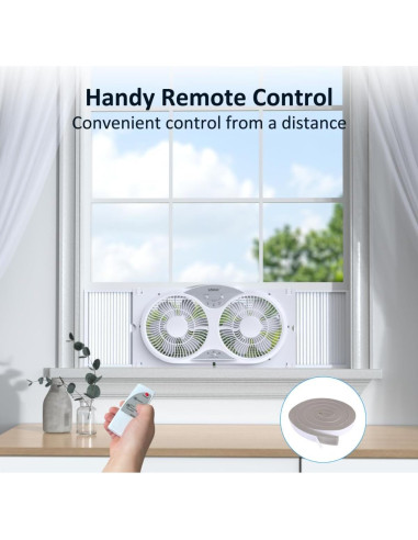Ventilador de Ventana Shinic BP2-9A, 3 Velocidades, Control Remoto