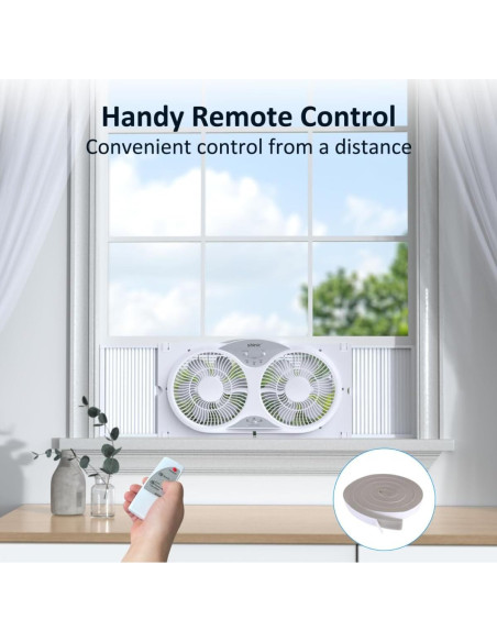 Ventilador de Ventana Shinic BP2-9A, 3 Velocidades, Control Remoto