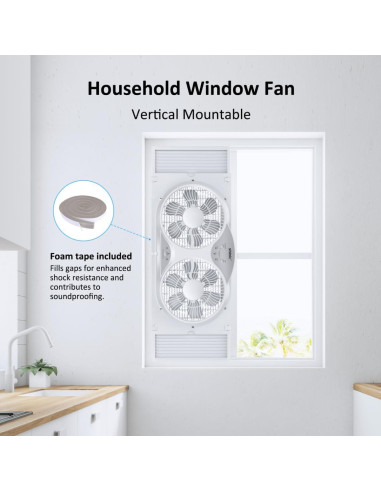 Ventilador de Ventana Shinic BP2-9A, 3 Velocidades, Control Remoto