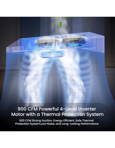 Campana de Cocina HisoHu 30" Bajo Gabinete 900 CFM Acero Inoxidable