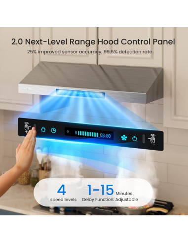 Campana de Cocina HisoHu 30" Bajo Gabinete 900 CFM Acero Inoxidable