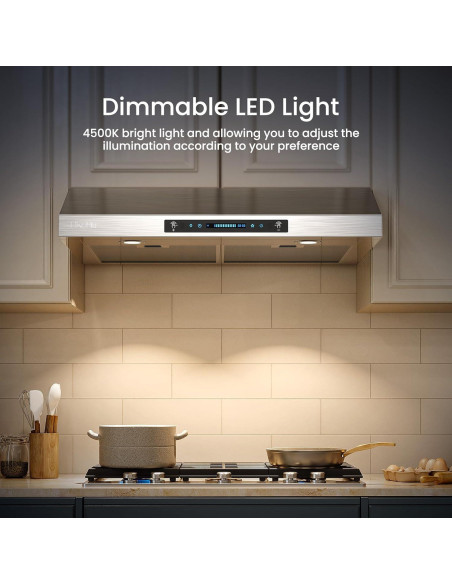 Campana de Cocina HisoHu 30" Bajo Gabinete 900 CFM Acero Inoxidable