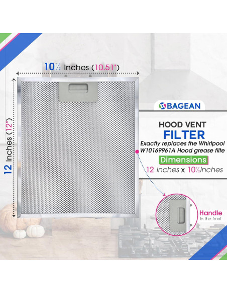 Filtro de Reemplazo Bagean 30.5 x 26.7 cm para Campana Whirlpool