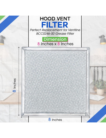 Filtro de Ventilación Bagean BCC024600 20.32x20.32 cm Aluminio 2-Pack