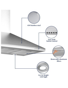 Campana de cocina Soonye SOP07-36 90cm 450 CFM acero inoxidable 2