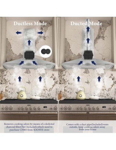 Campana de cocina Soonye SOP07-36 90cm 450 CFM acero inoxidable