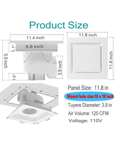 Ventilador de Techo Extractor Nalle HQS-300 120 CFM Blanco