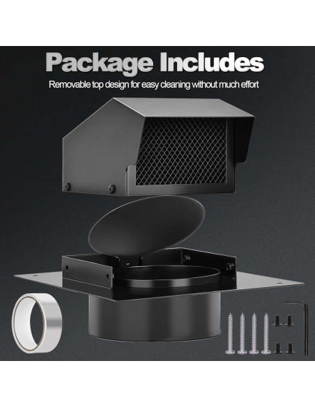 Tapa de Ventilación de Techo 6 Pulgadas TrivdPro Negra