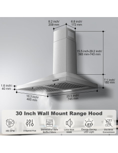 Campana Extractora Zomagas 30" Acero Inoxidable 450 CFM 2