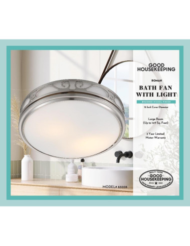 Ventilador de Baño Good Housekeeping Roman 110 CFM Níquel Cepillado