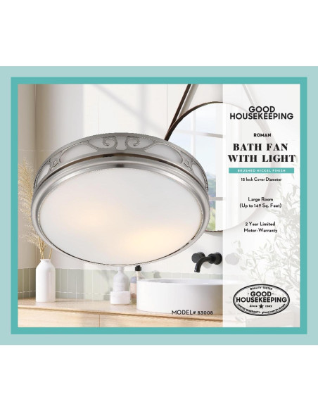 Ventilador de Baño Good Housekeeping Roman 110 CFM Níquel Cepillado