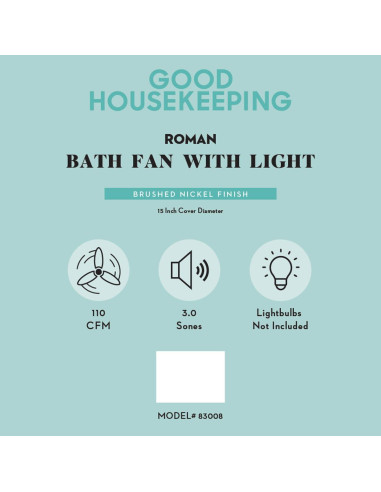 Ventilador de Baño Good Housekeeping Roman 110 CFM Níquel Cepillado