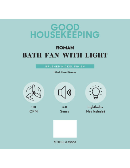 Ventilador de Baño Good Housekeeping Roman 110 CFM Níquel Cepillado