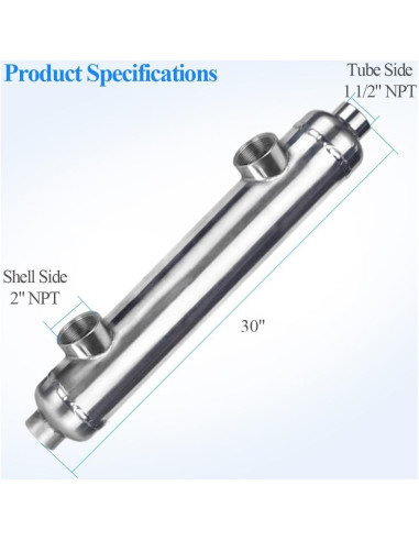 Intercambiador de Calor AB SP-300K-S Acero Inoxidable 316L 300 kBtu