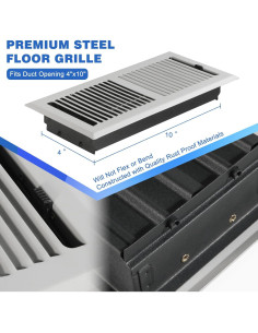Rejilla de Piso Ajustable Dengyue 14x28 cm 2 Piezas Aluminio 2