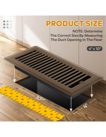 Rejilla de Piso 10x25 cm HQZHQZ - Paquete de 6 Cubiertas de Ventilación